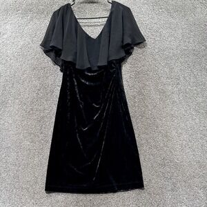 Connected Apparel Dress Womens 8 Black‎ Velvet Knee Length